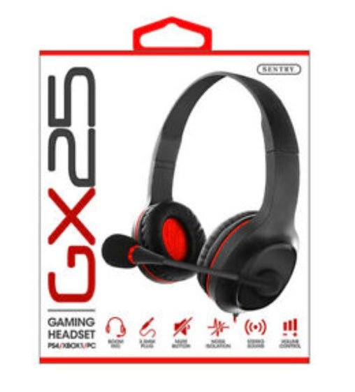 Sentry-GX25 Gaming Headset for PS4/XBOX1/PC/MAC (Red)