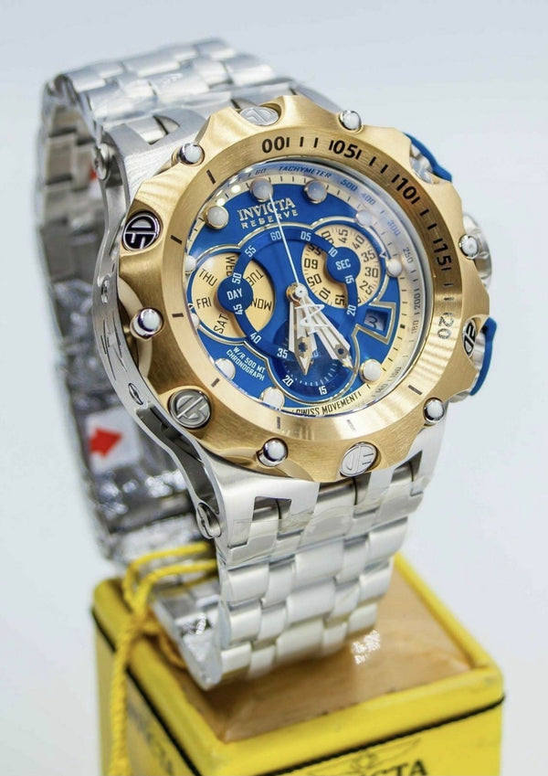 Invicta 27789 Reserve Venom Men 51MM Blue Dial Quartz Silver Bracelet Watch