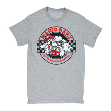 MEN'S GREY HEATHER MARIO KART GRAPHIC TEE T-SHIRT