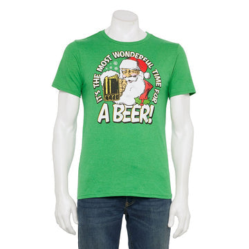 MEN'S WONDERFUL TIME FOR A BEER SANTA TEE T-SHIRT