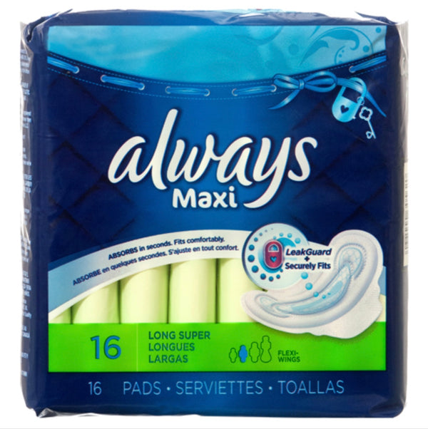 Always Maxi Super Long W/Wings 16 ct