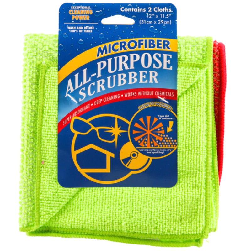 Microfiber All Purpose Towel w/Scrubber 2 Pc Set