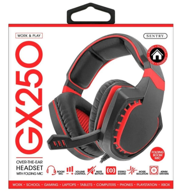 Sentry-GX250 Gaming Headset for PS4/XBOX1/PC/MAC (Red)