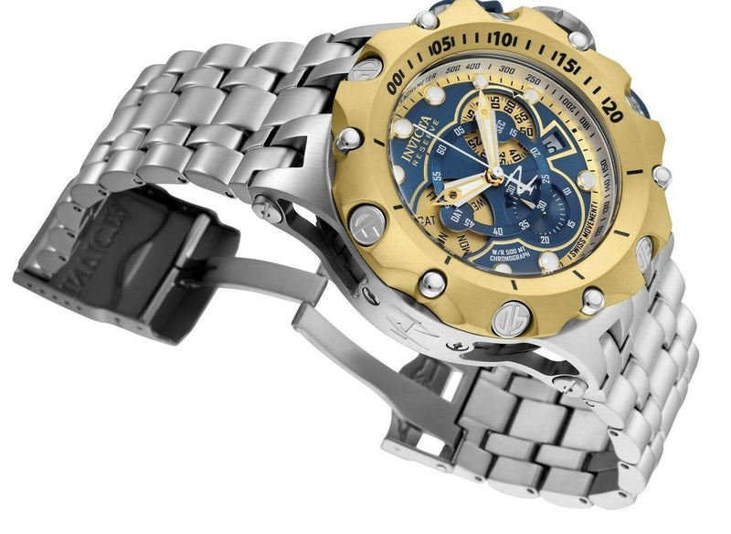 Invicta 27789 Reserve Venom Men 51MM Blue Dial Quartz Silver Bracelet Watch
