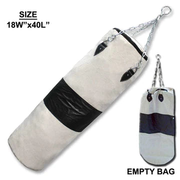 18WX40L WHITE CANVAS PUNCHING BAG