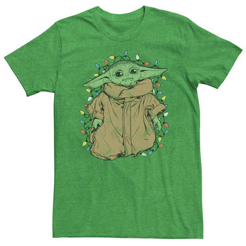 MEN'S MANDALORIAN THE CHILD CHRISTMAS LIGHTS WRAP TEE T-SHIRT