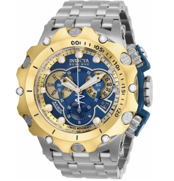 Invicta 27789 Reserve Venom Men 51MM Blue Dial Quartz Silver Bracelet Watch