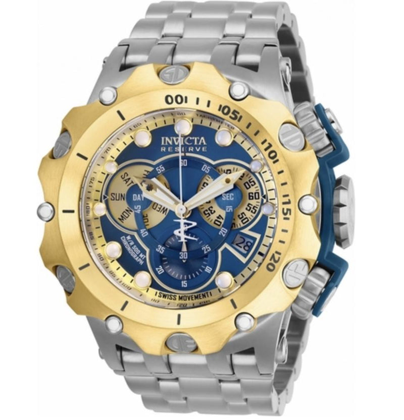 Invicta 27789 Reserve Venom Men 51MM Blue Dial Quartz Silver Bracelet Watch