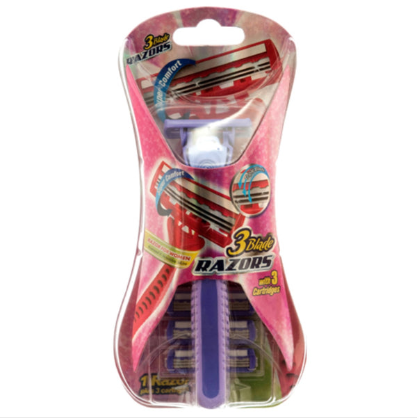Razor 3 Blades with 1+3 Cartridge for Women w/Lubricating Strip