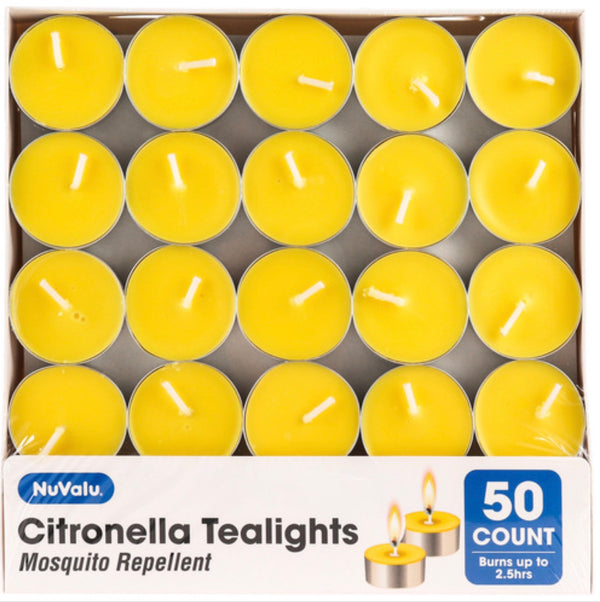 Nuvalu Tealight Citronella Scent Candles 50 ct