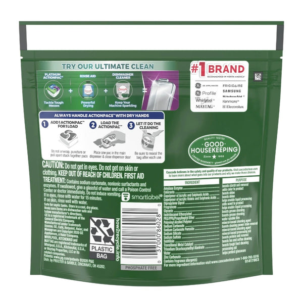 Cascade Complete Dishwasher Detergent ActionPacs Fresh Scent 18 ct