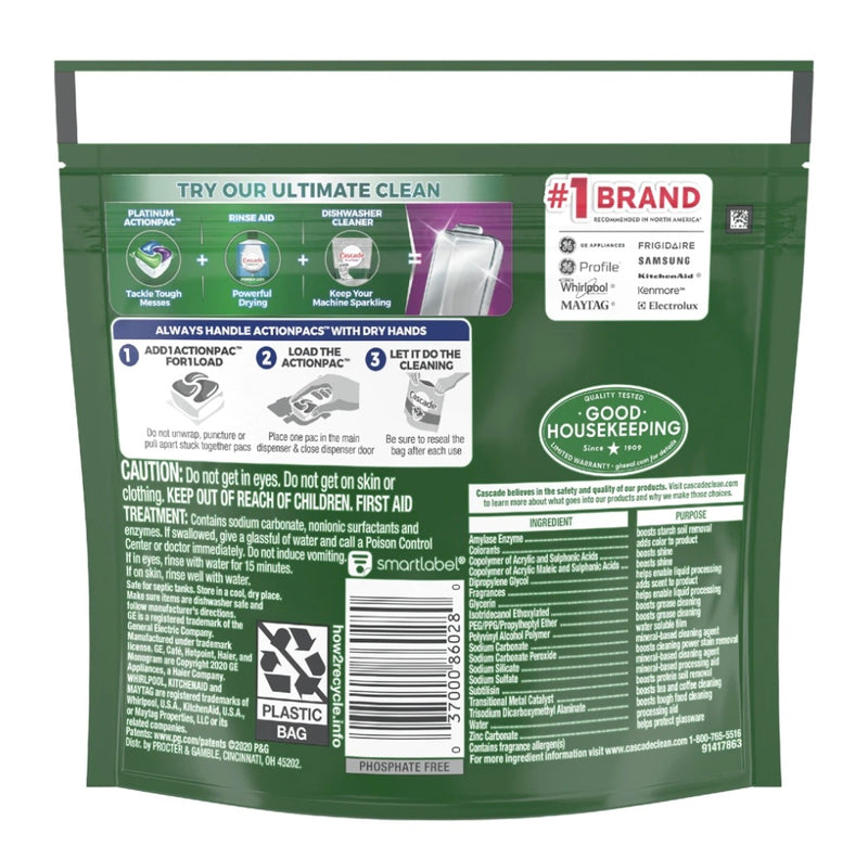 Cascade Complete Dishwasher Detergent ActionPacs Fresh Scent 18 ct