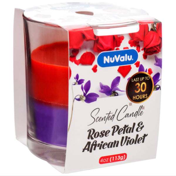 Nuvalu Candle Tumbler Rose Petal & Violet Scent 4 oz  Last up to 30 hours