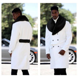 Men's Fashion White | Black Faux Fur Overcoat