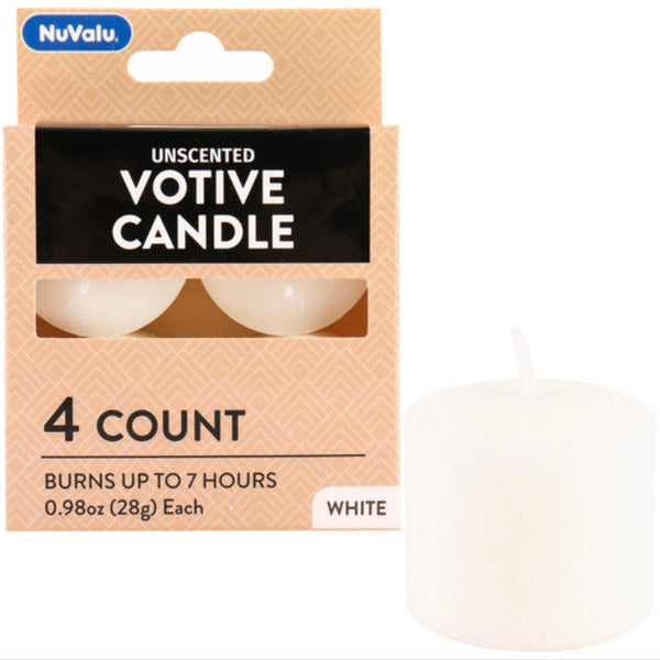 Nuvalu Votive White Candles 4 ct