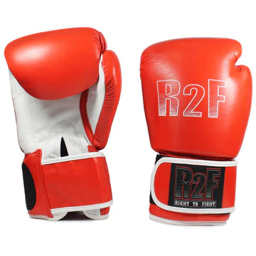 10oz ALL LEATHER R2F (RIGHT TO FIGHT) BOXING GLOVE WITH WRIST SUPPORT RED COLOR