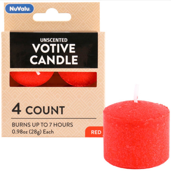 Nuvalu Votive Red Candles 4 Pk