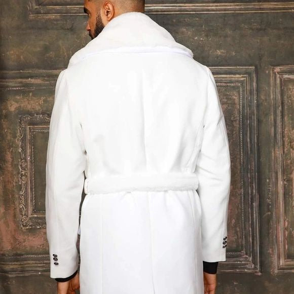 Men's Fashion White | Black Faux Fur Overcoat