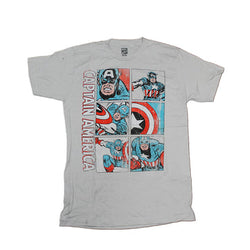 MEN'S GREY CAPTAIN AMERICA COMIC GRAPHIC TEE T-SHRIT