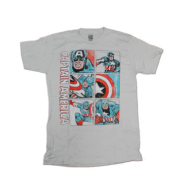 MEN'S GREY CAPTAIN AMERICA COMIC GRAPHIC TEE T-SHRIT