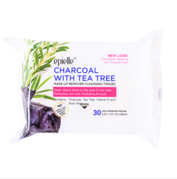 Epielle Cleansing Tissue Charcoal+Tea Tree 30 ct