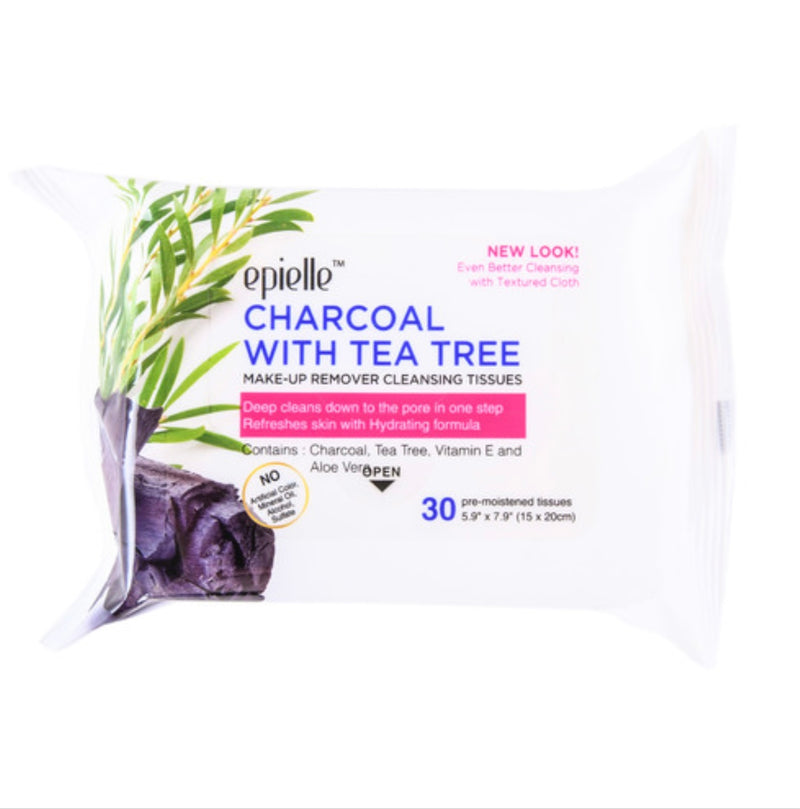 Epielle Cleansing Tissue Charcoal+Tea Tree 30 ct