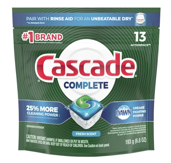 Cascade Complete Dishwasher Detergent ActionPacs Fresh Scent 18 ct