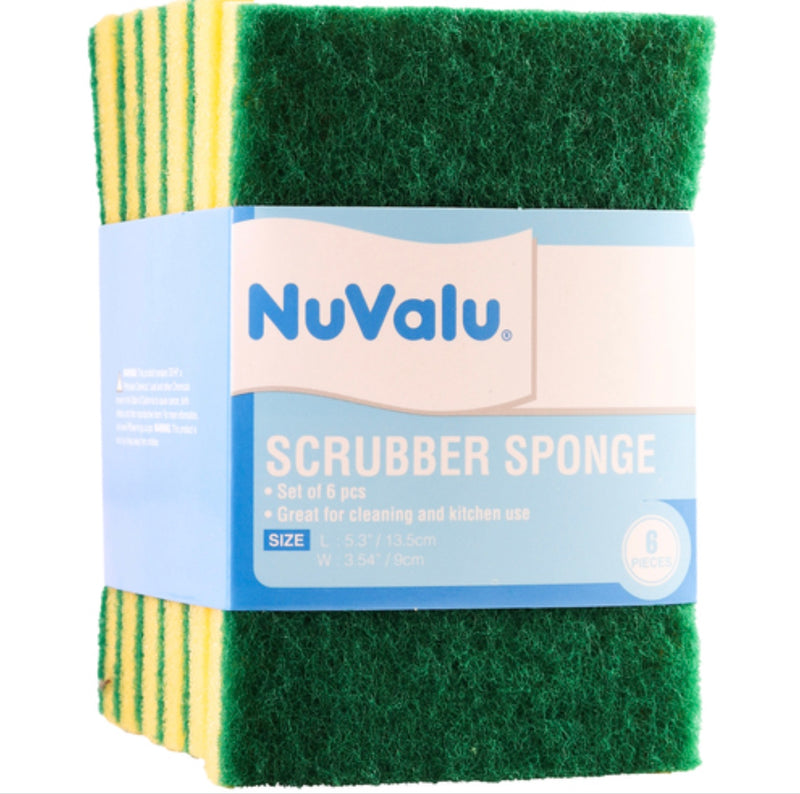 Nuvalu Scrubber Sponges 13.5X9x1.5cm 6 Pk
