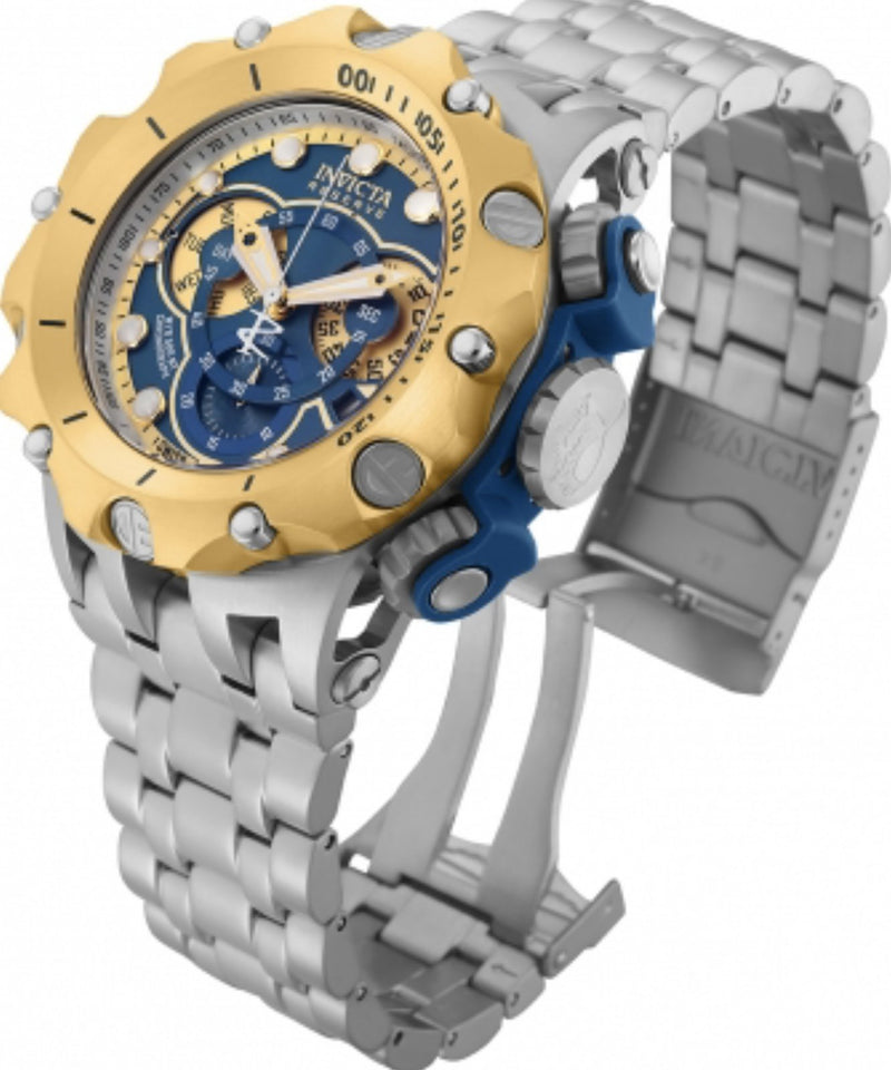 Invicta 27789 Reserve Venom Men 51MM Blue Dial Quartz Silver Bracelet Watch