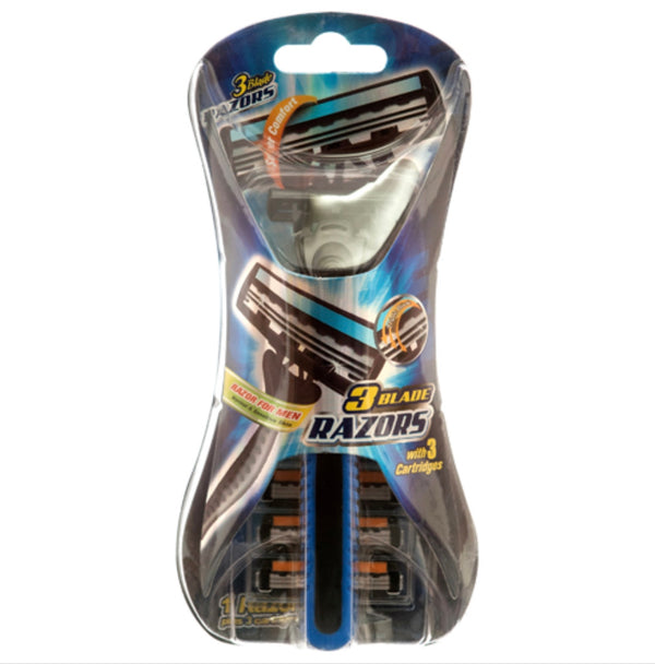 Razors 3 Blades With 1+3 Cartridge For Men w/Lubricating Strip