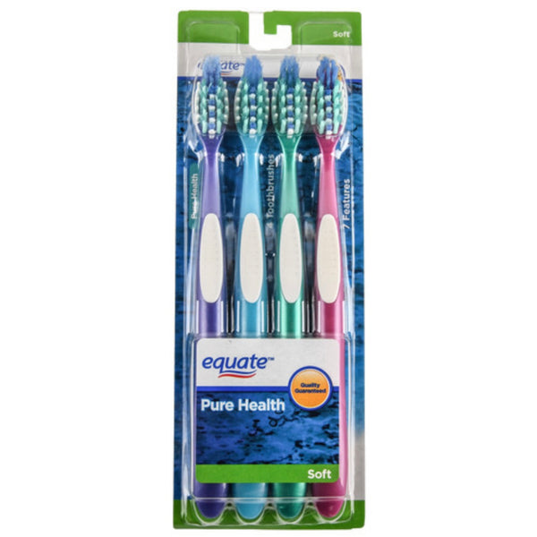Equate Toothbrushes Pure Health Soft (4 Pk)