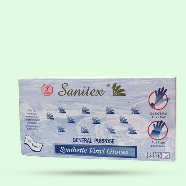Sanitex Synthetic Powder Free Vinyl Gloves (Small) 100ct