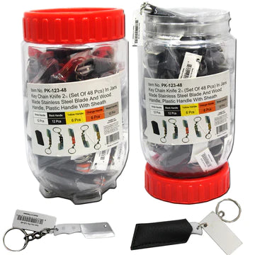 2.5" MINI CLEAVER KEY-CHAIN & SHEATH 5 COLORS | 48 PCS PER JAR